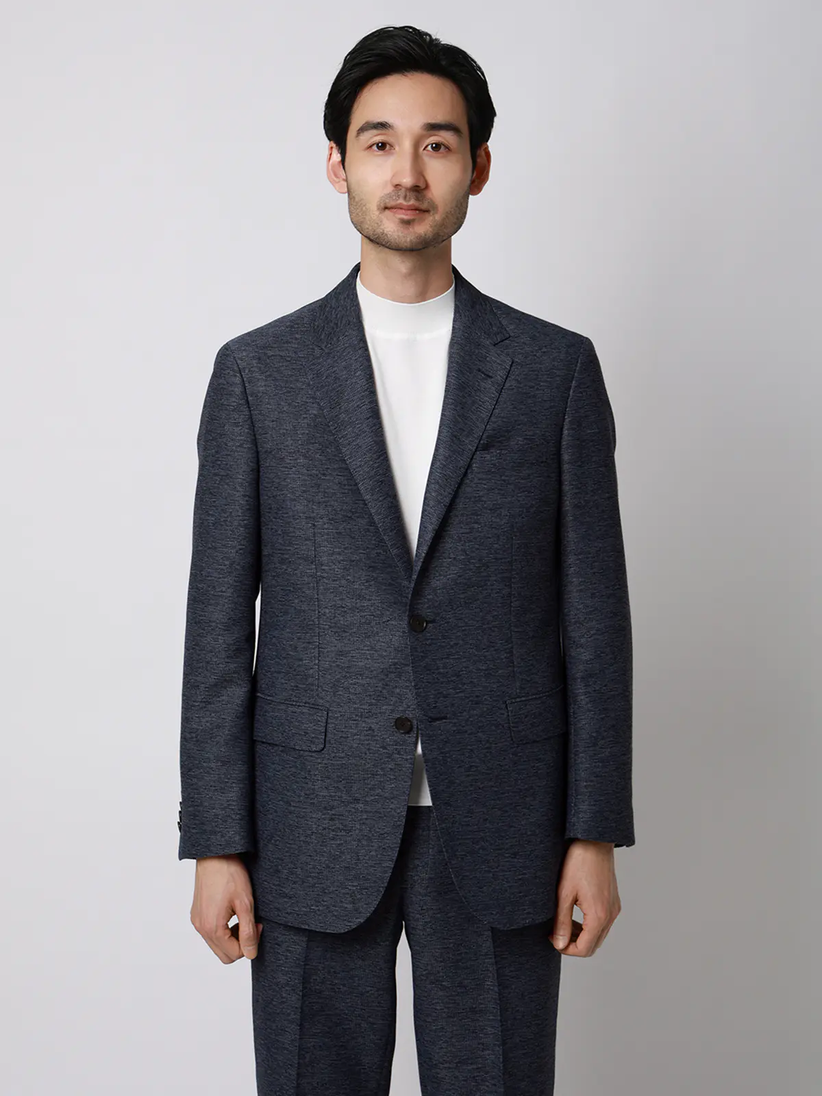 ジャケット/ウォッシャブル/ストレッチ/コットンウールブレンド/織柄/CR03 ブルー S