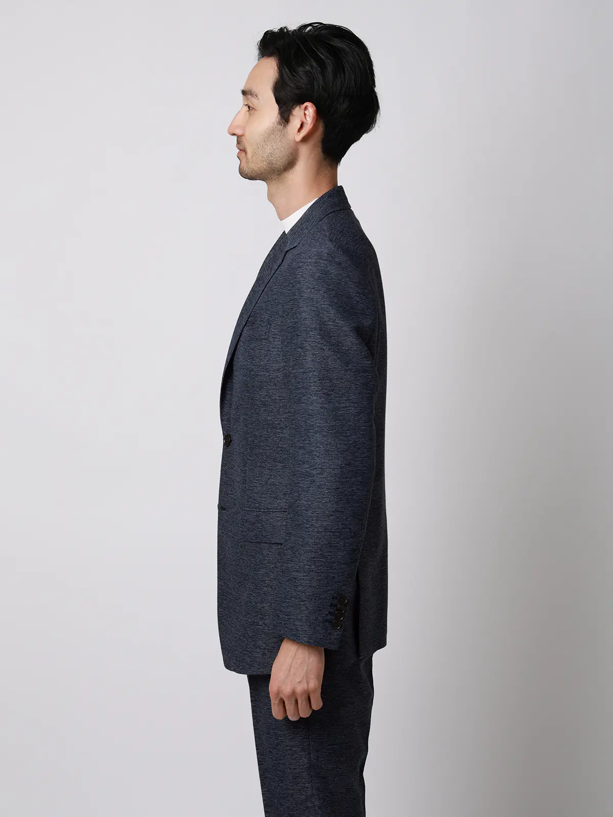 ジャケット/ウォッシャブル/ストレッチ/コットンウールブレンド/織柄/CR03 ブルー S