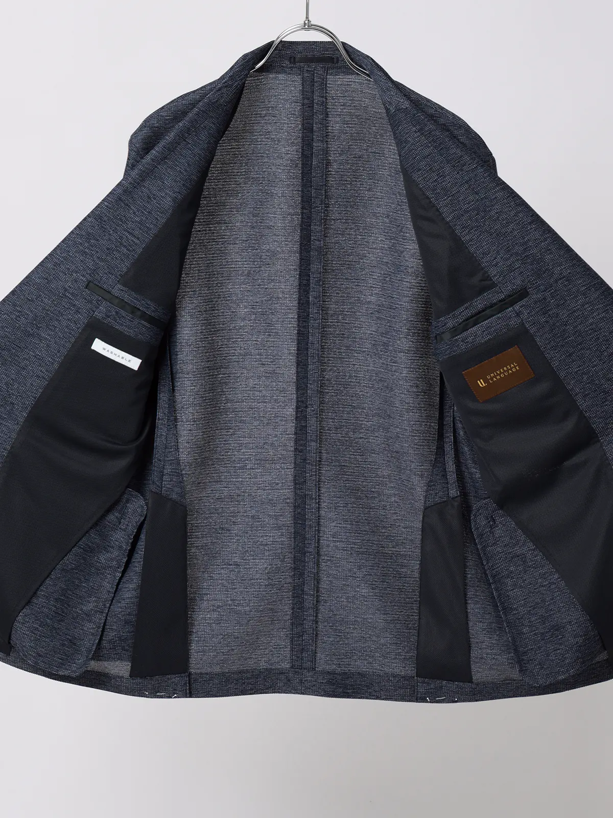 ジャケット/ウォッシャブル/ストレッチ/コットンウールブレンド/織柄/CR03 ブルー S