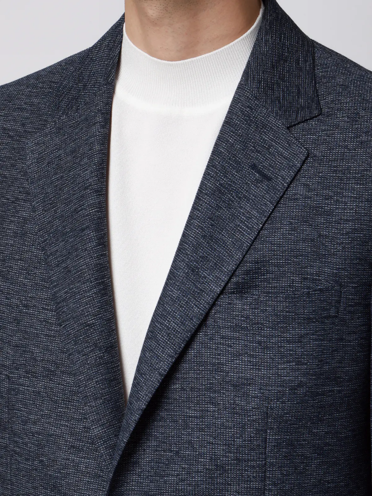 ジャケット/ウォッシャブル/ストレッチ/コットンウールブレンド/織柄/CR03 ブルー S