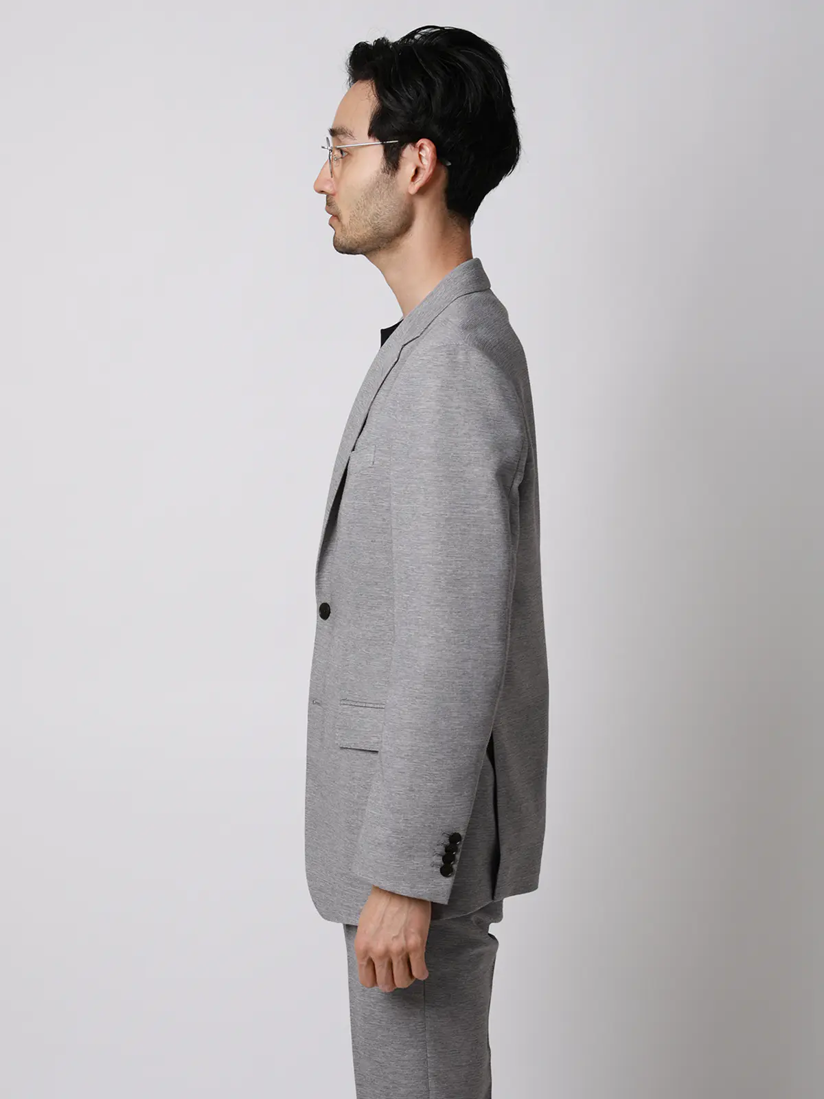 ジャケット/ウォッシャブル/ストレッチ/コットンウールブレンド/織柄/CR03 ライトグレー S