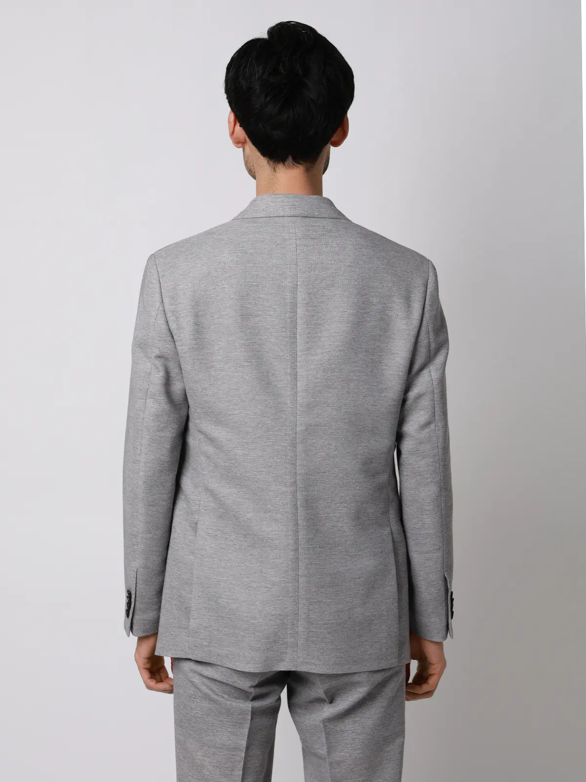 ジャケット/ウォッシャブル/ストレッチ/コットンウールブレンド/織柄/CR03 ライトグレー S