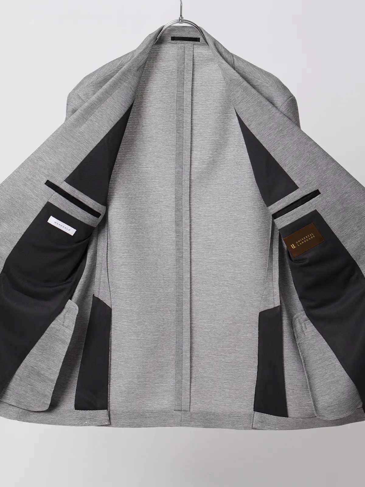 ジャケット/ウォッシャブル/ストレッチ/コットンウールブレンド/織柄/CR03 ライトグレー S