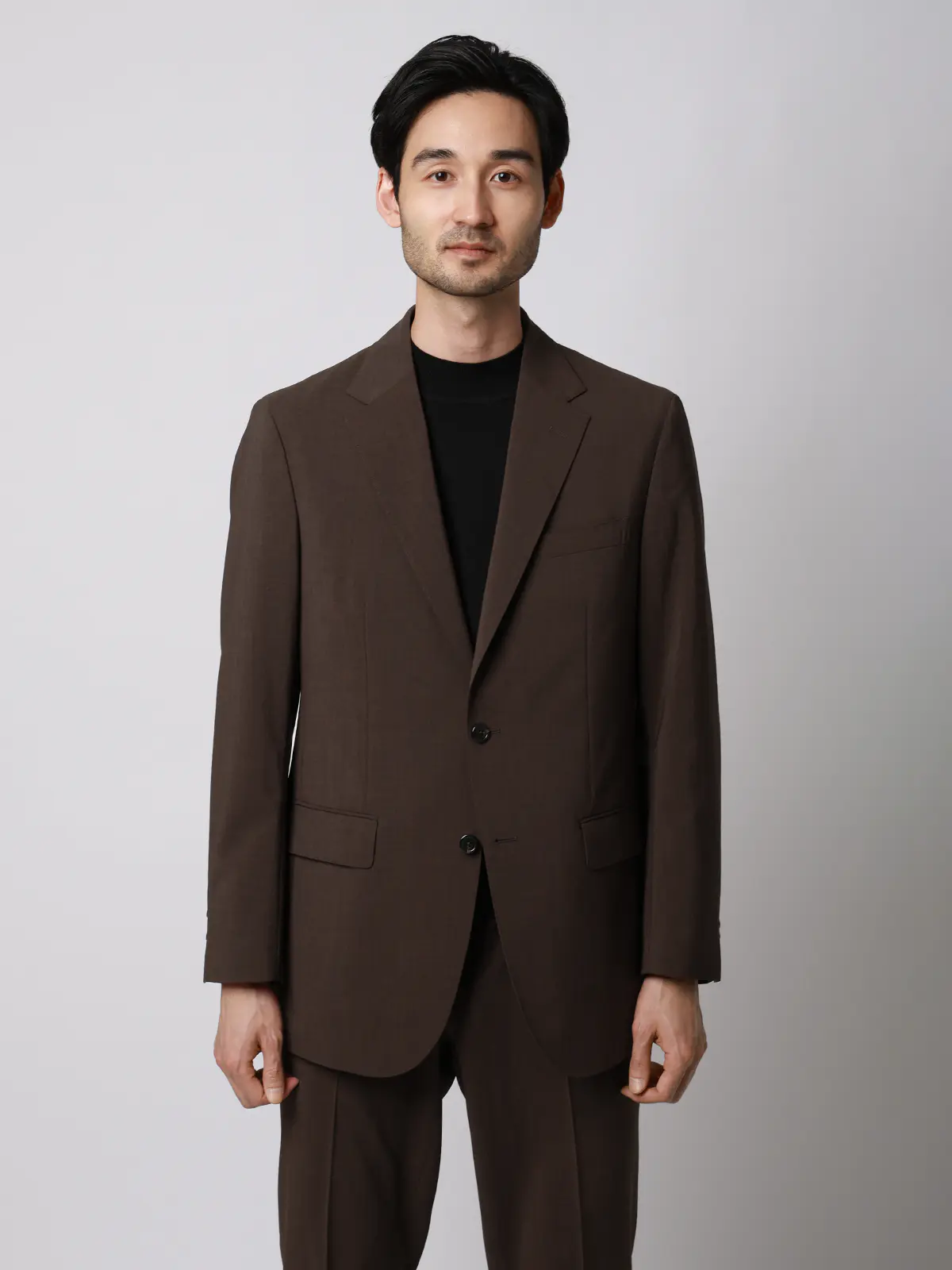 ジャケット／ウォッシャブル／ストレッチ／接触冷感／リネンライクポリエステル／無地／CR03 ブラウン S