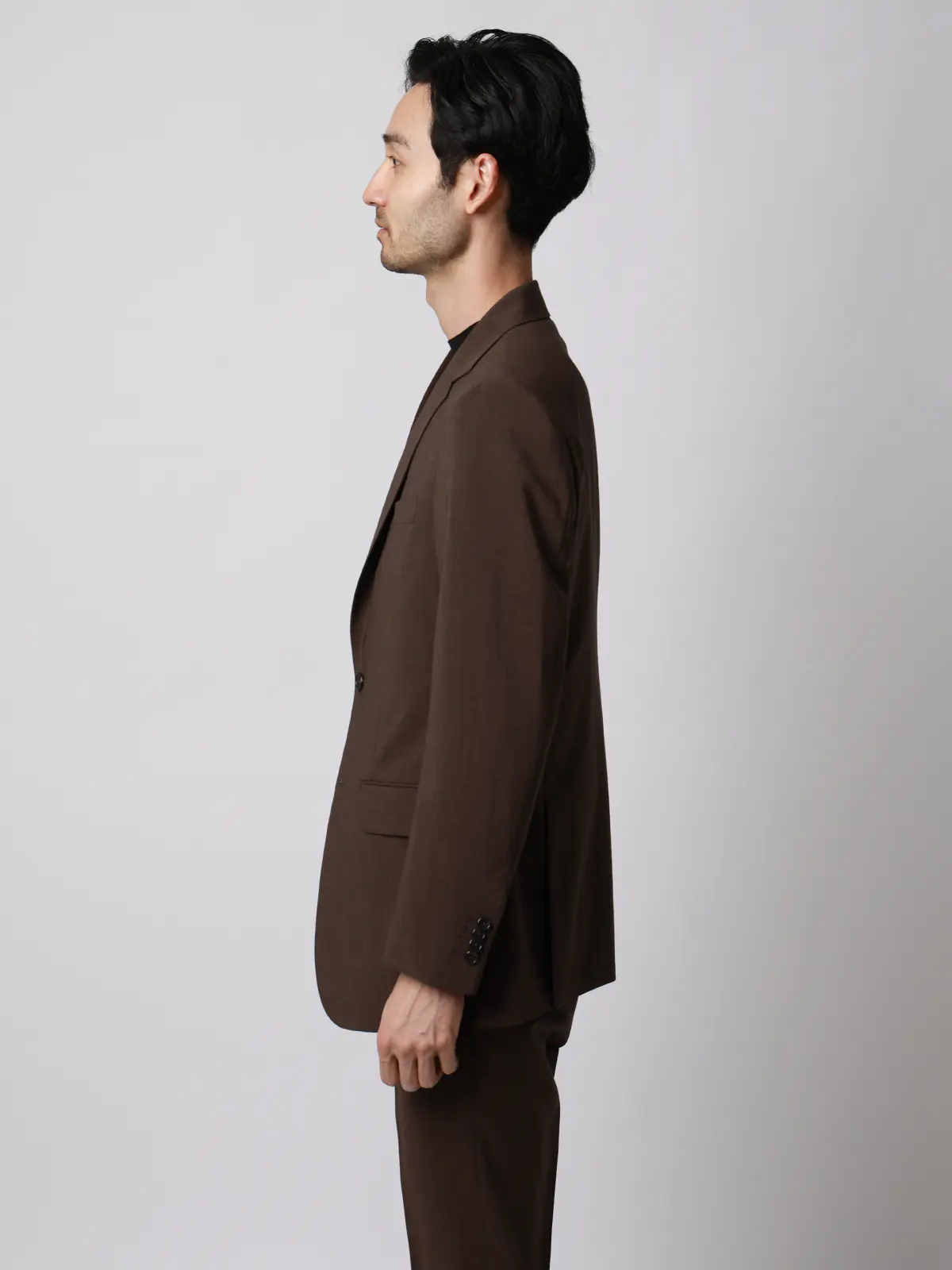 ジャケット／ウォッシャブル／ストレッチ／接触冷感／リネンライクポリエステル／無地／CR03 ブラウン S