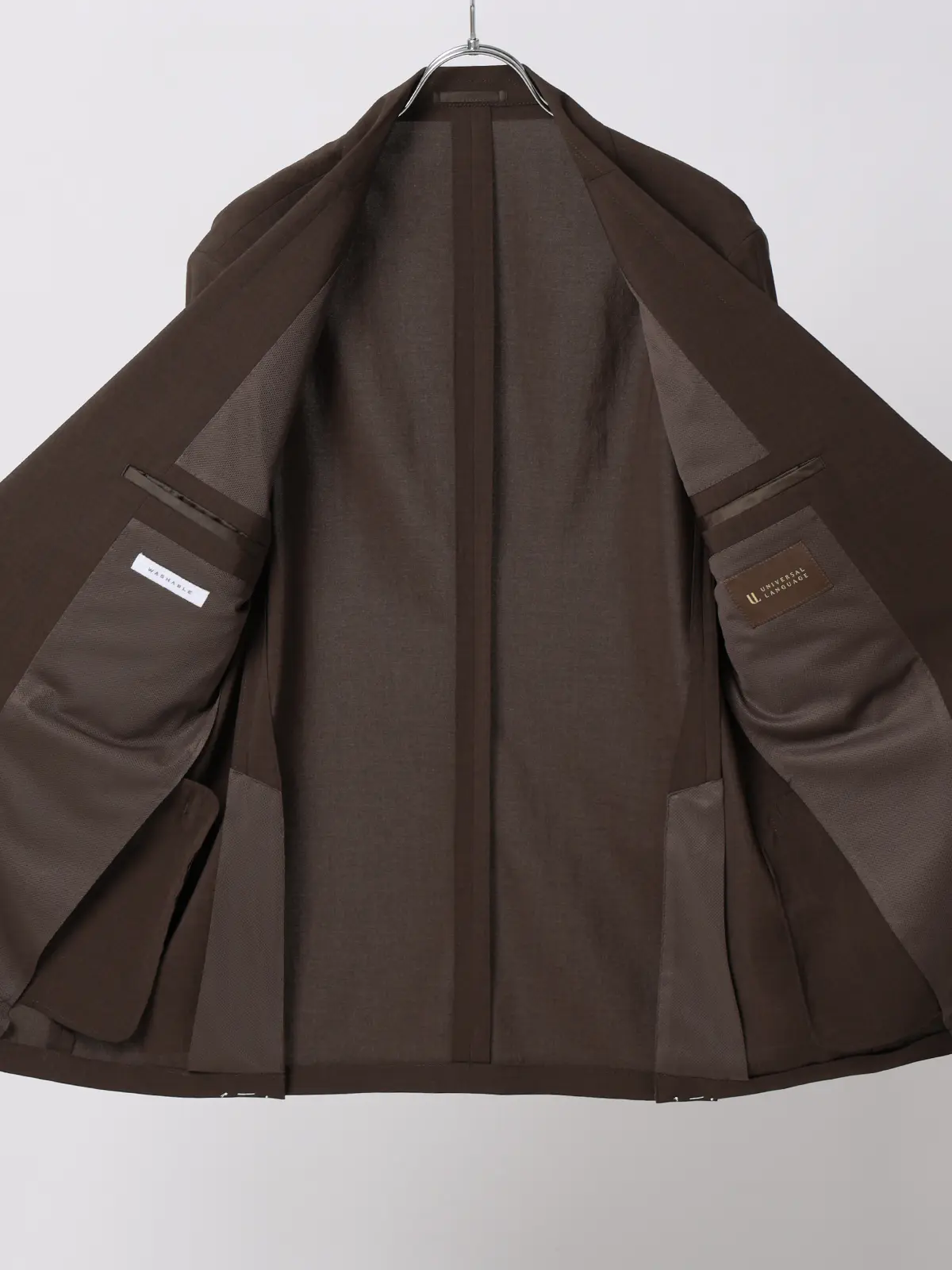 ジャケット／ウォッシャブル／ストレッチ／接触冷感／リネンライクポリエステル／無地／CR03 ブラウン S