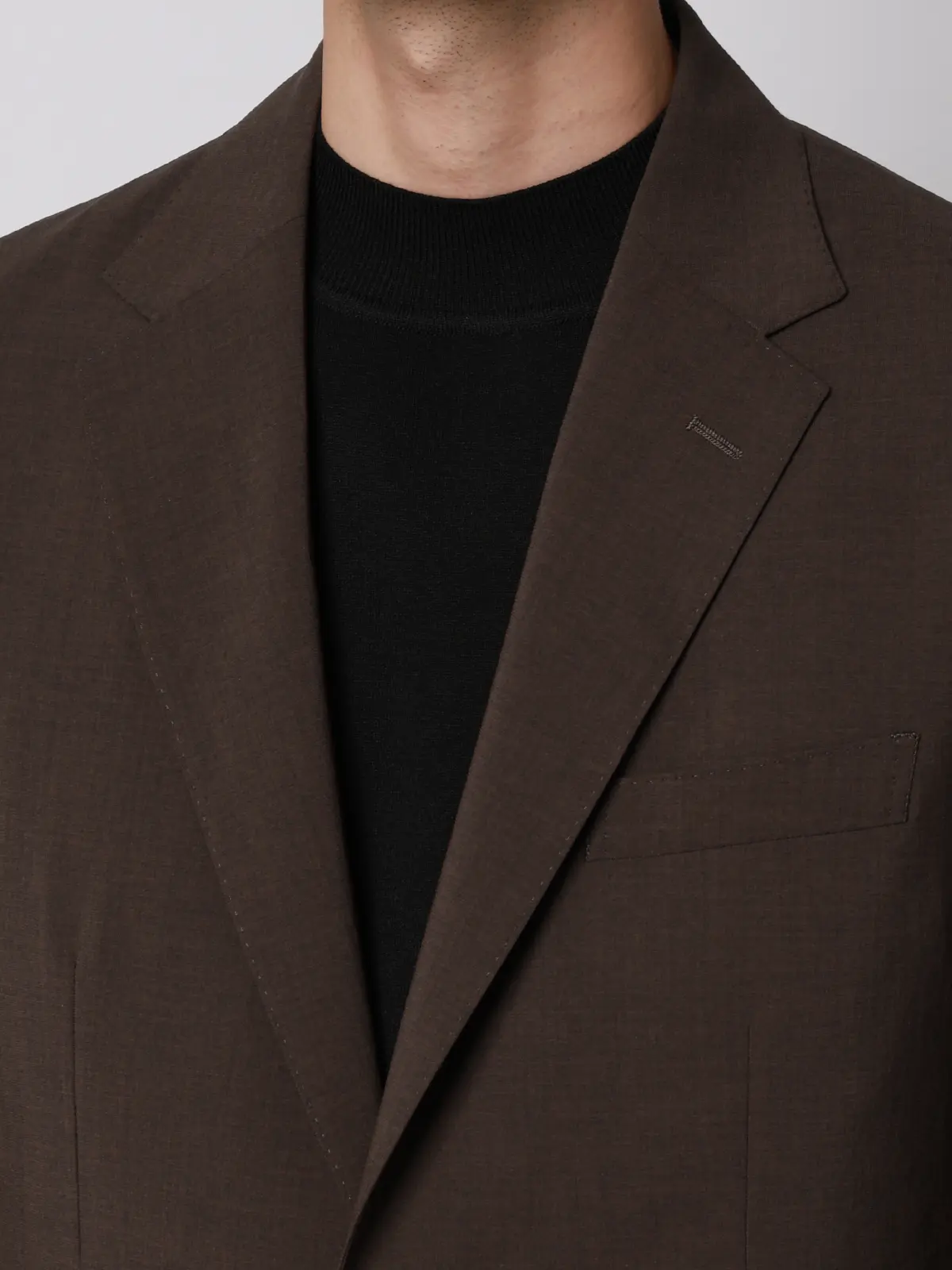 ジャケット／ウォッシャブル／ストレッチ／接触冷感／リネンライクポリエステル／無地／CR03 ブラウン S