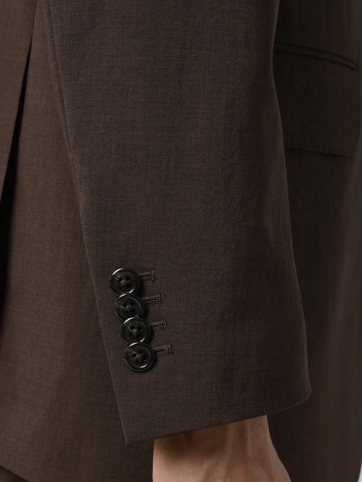 ジャケット／ウォッシャブル／ストレッチ／接触冷感／リネンライクポリエステル／無地／CR03 ブラウン S