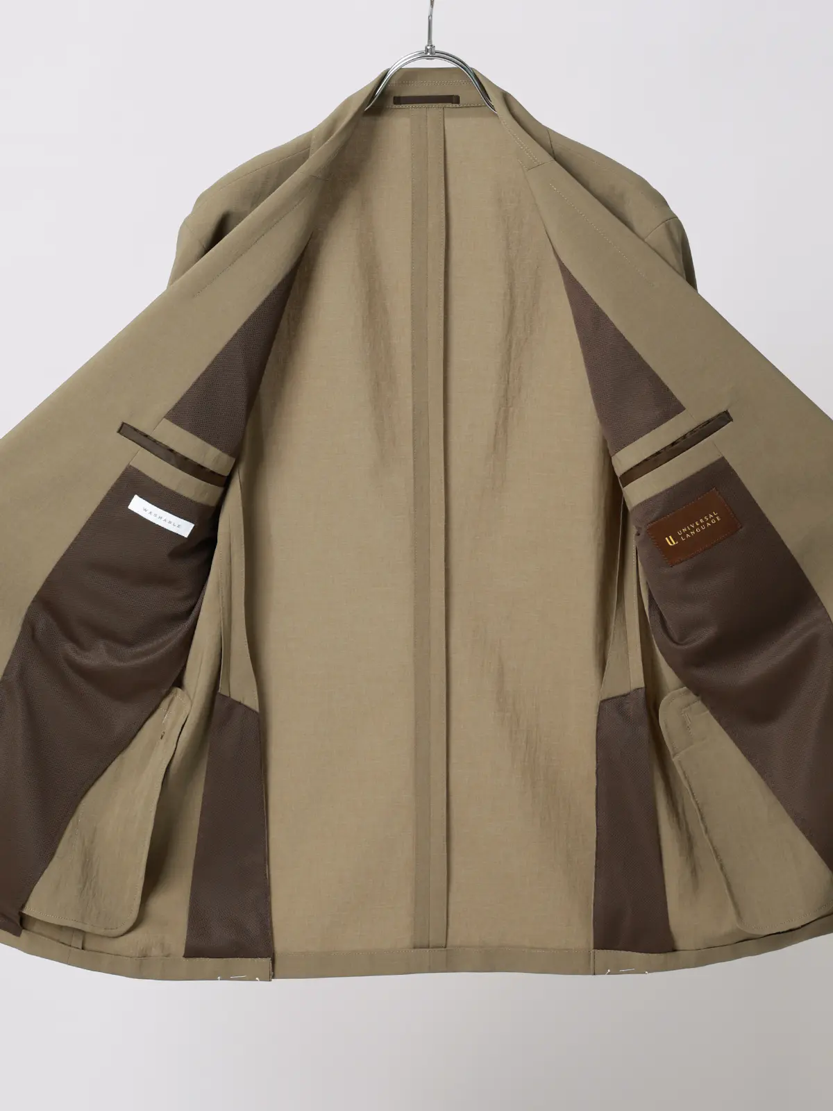 ジャケット／ウォッシャブル／ストレッチ／接触冷感／リネンライクポリエステル／無地／CR03 ベージュ S