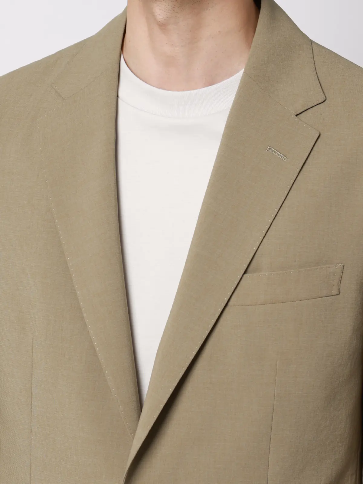 ジャケット／ウォッシャブル／ストレッチ／接触冷感／リネンライクポリエステル／無地／CR03 ベージュ S