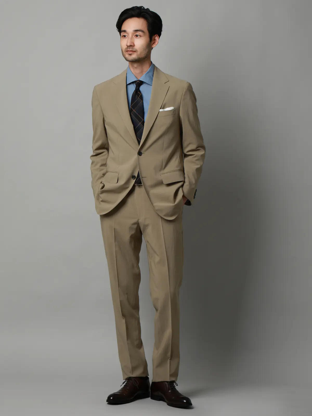 ジャケット／ウォッシャブル／ストレッチ／接触冷感／リネンライクポリエステル／無地／CR03 ベージュ S