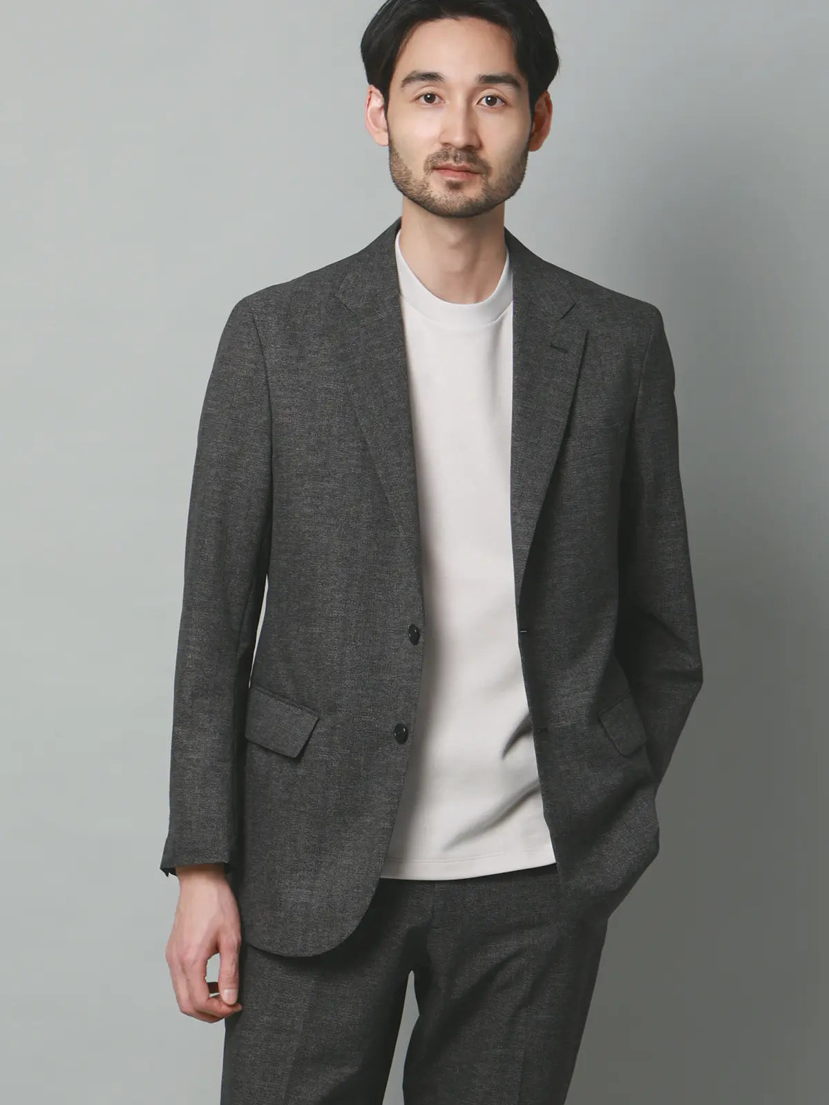 ジャケット／ウォッシャブル／ストレッチ／接触冷感／COOL DOTS／織柄／CR04 グレー S