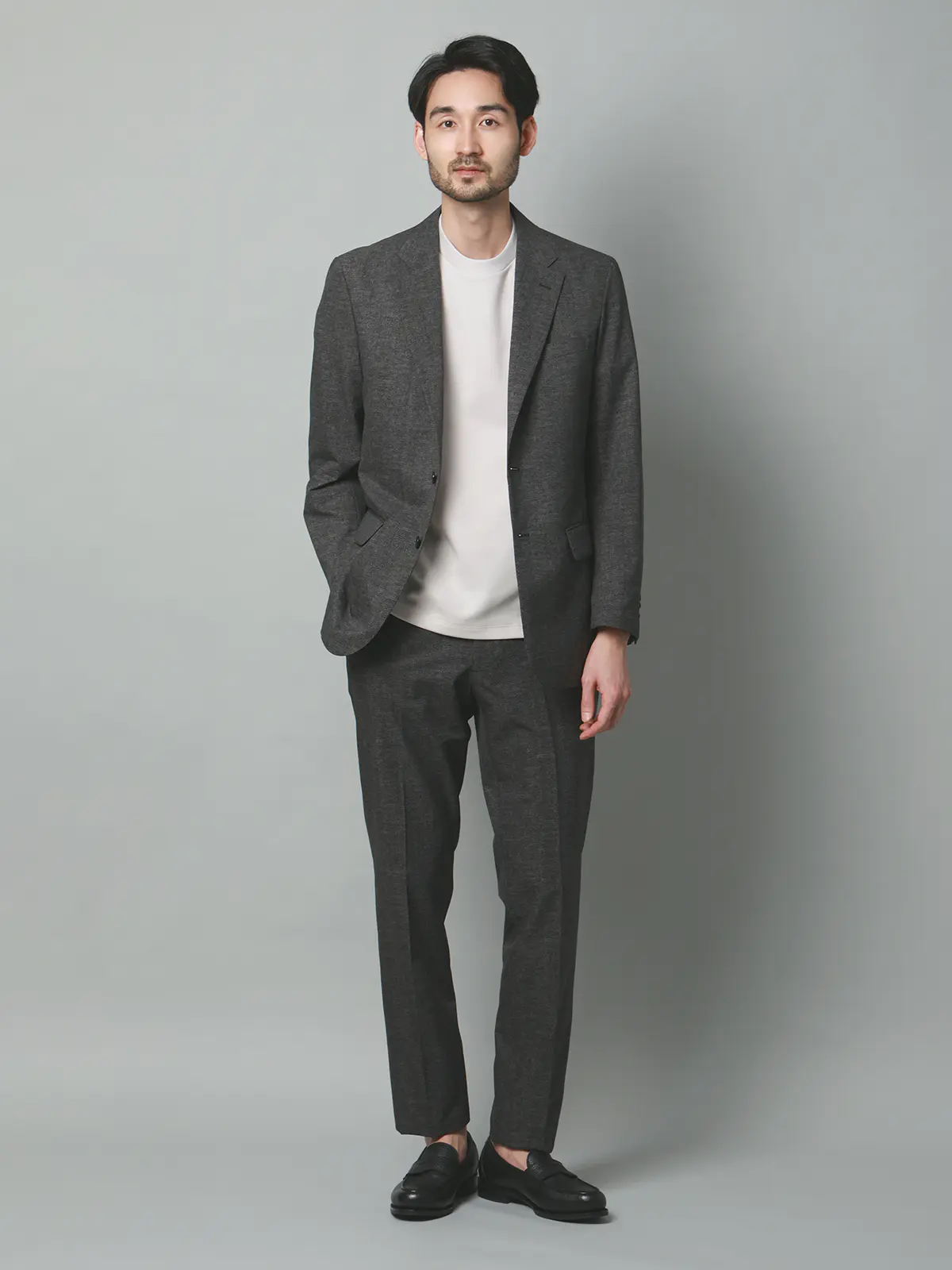 ジャケット／ウォッシャブル／ストレッチ／接触冷感／COOL DOTS／織柄／CR04 グレー S