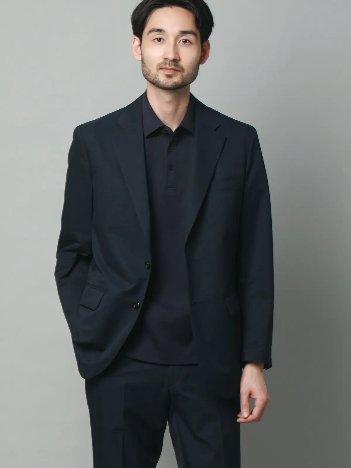 ジャケット／ウォッシャブル／ストレッチ／接触冷感／COOL DOTS／織柄／CR04 ネイビー S