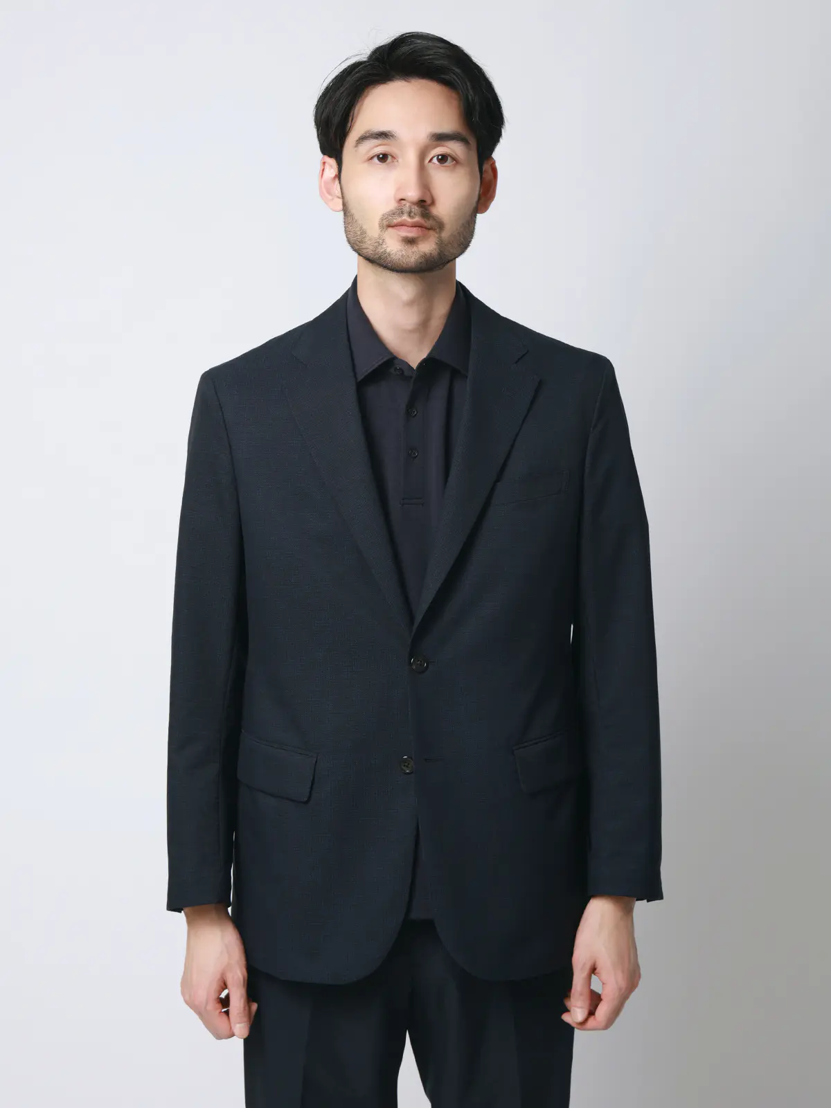 ジャケット／ウォッシャブル／ストレッチ／接触冷感／COOL DOTS／織柄／CR04 ネイビー S