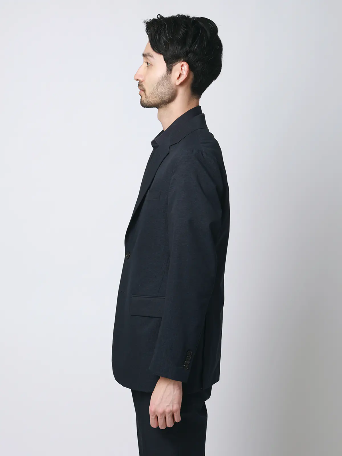 ジャケット／ウォッシャブル／ストレッチ／接触冷感／COOL DOTS／織柄／CR04 ネイビー S