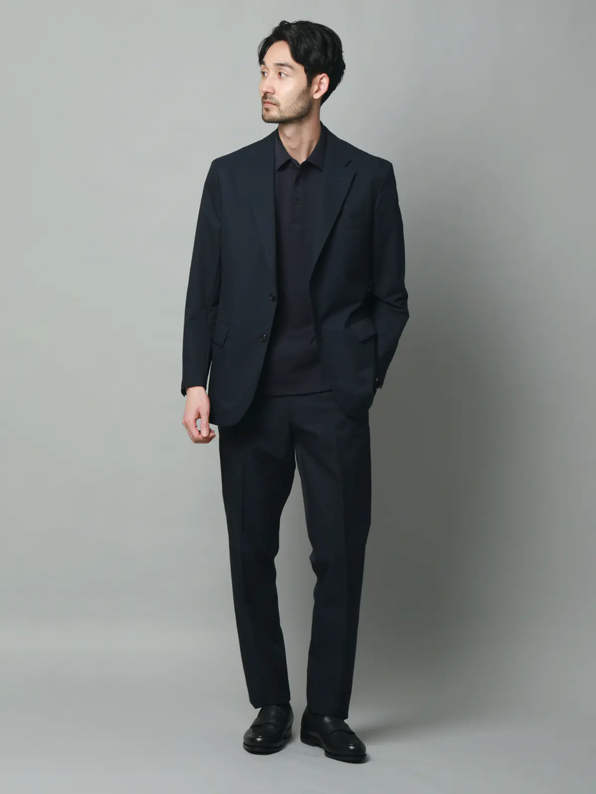 ジャケット／ウォッシャブル／ストレッチ／接触冷感／COOL DOTS／織柄／CR04 ネイビー S