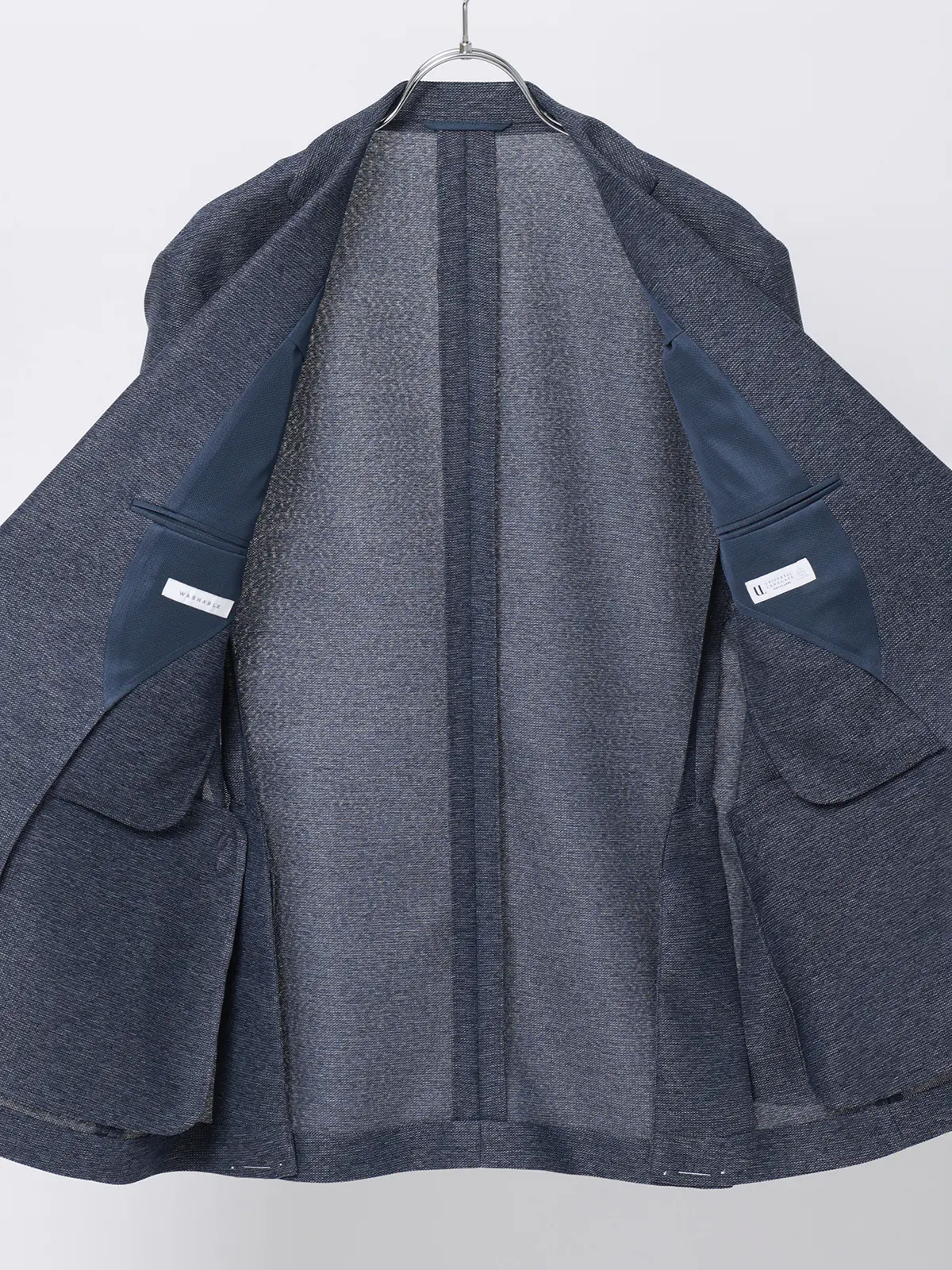 涼しい最高ジャケット／ウォッシャブル／ストレッチ／からみ織り／織柄／CH28 ブルー S