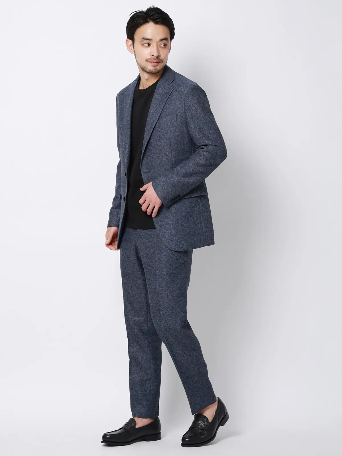 涼しい最高ジャケット／ウォッシャブル／ストレッチ／からみ織り／織柄／CH28 ブルー S