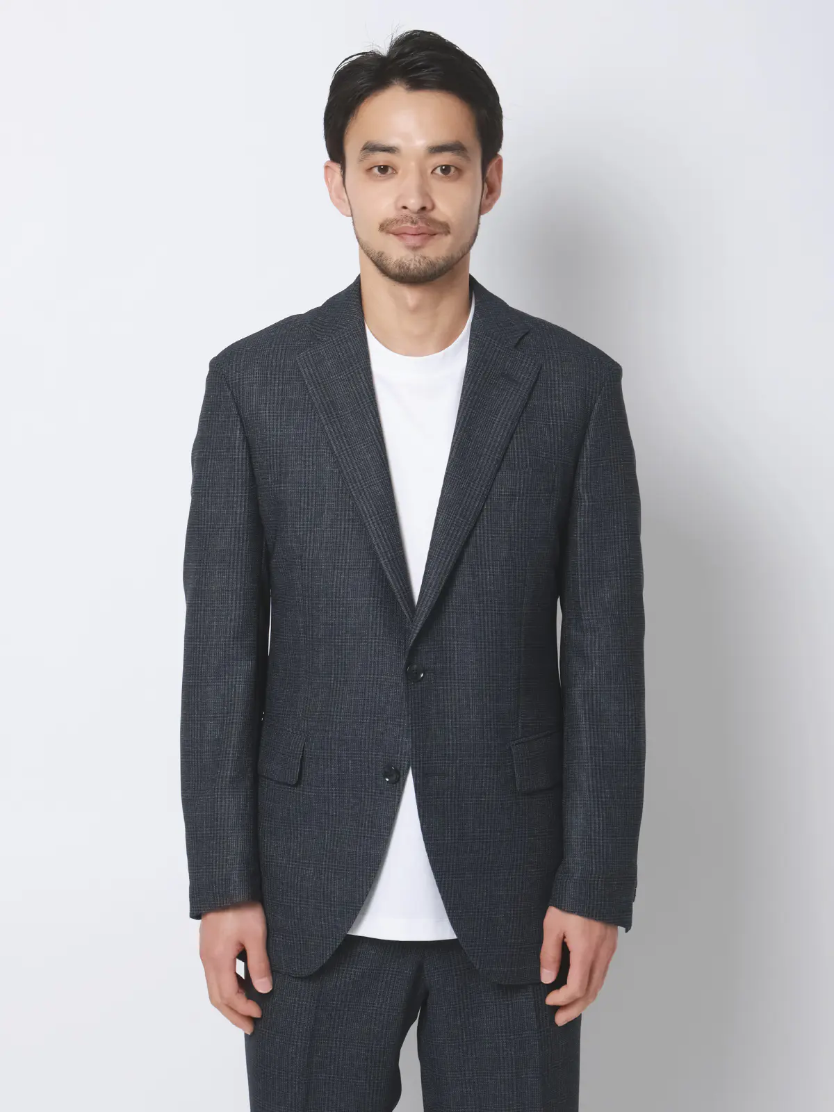 涼しい最高ジャケット／ウォッシャブル／ストレッチ／からみ織り／グレンチェック／CH28 ネイビー S