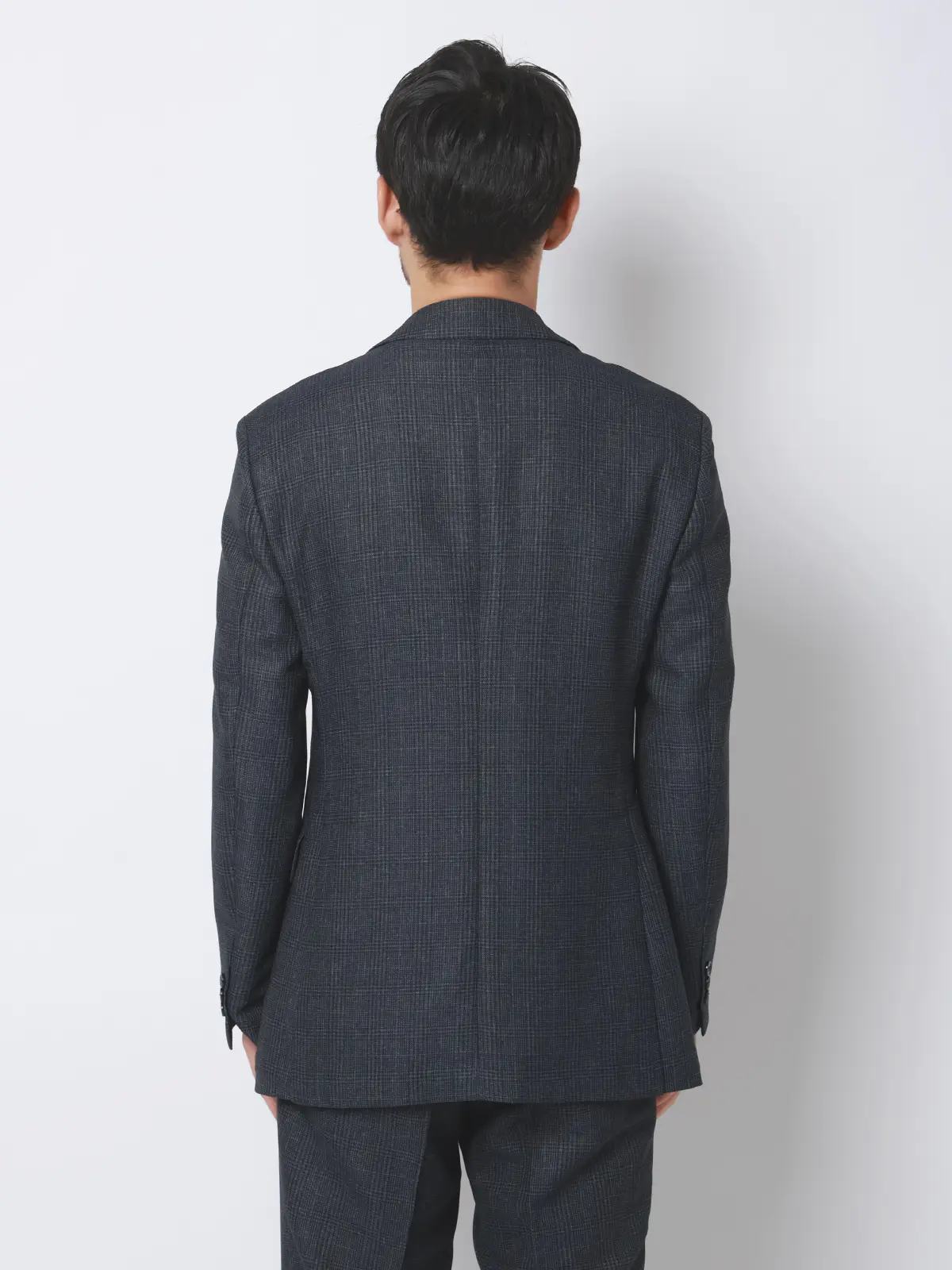 涼しい最高ジャケット／ウォッシャブル／ストレッチ／からみ織り／グレンチェック／CH28 ネイビー S