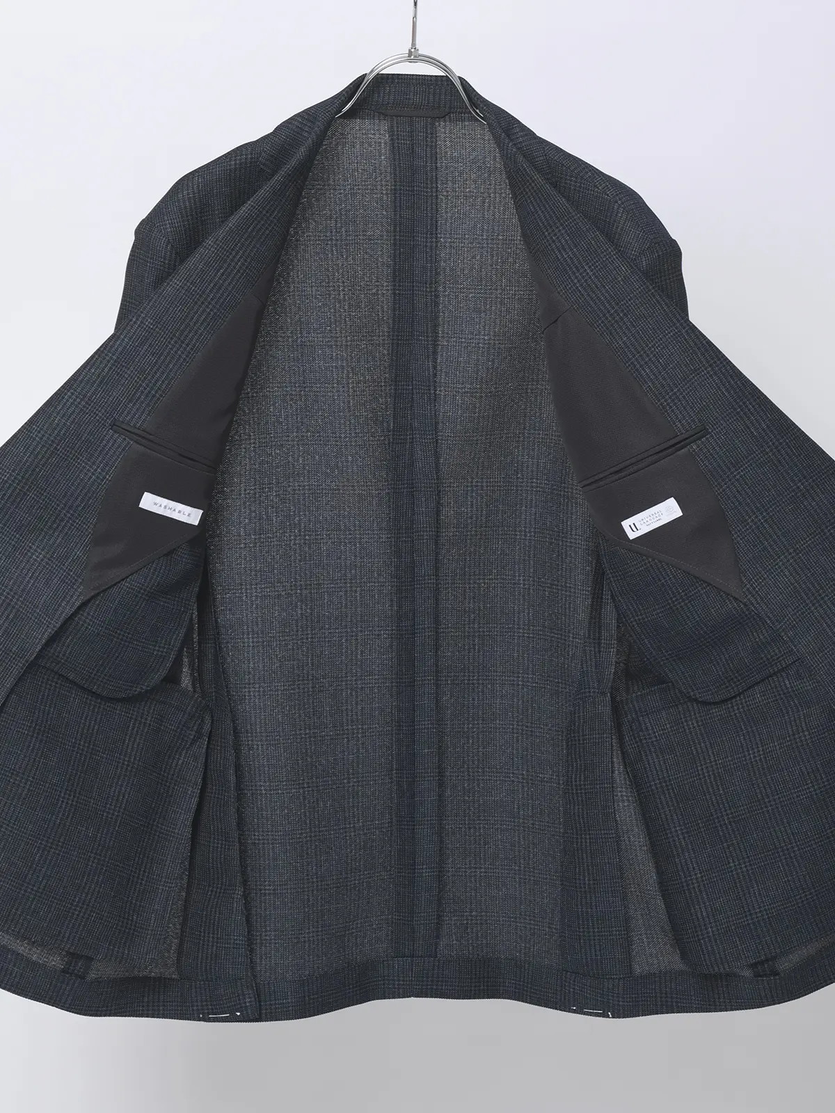涼しい最高ジャケット／ウォッシャブル／ストレッチ／からみ織り／グレンチェック／CH28 ネイビー S