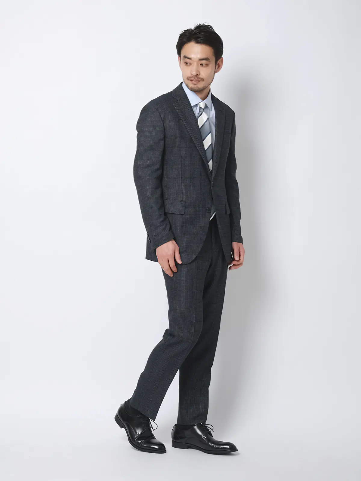 涼しい最高ジャケット／ウォッシャブル／ストレッチ／からみ織り／グレンチェック／CH28 ネイビー S