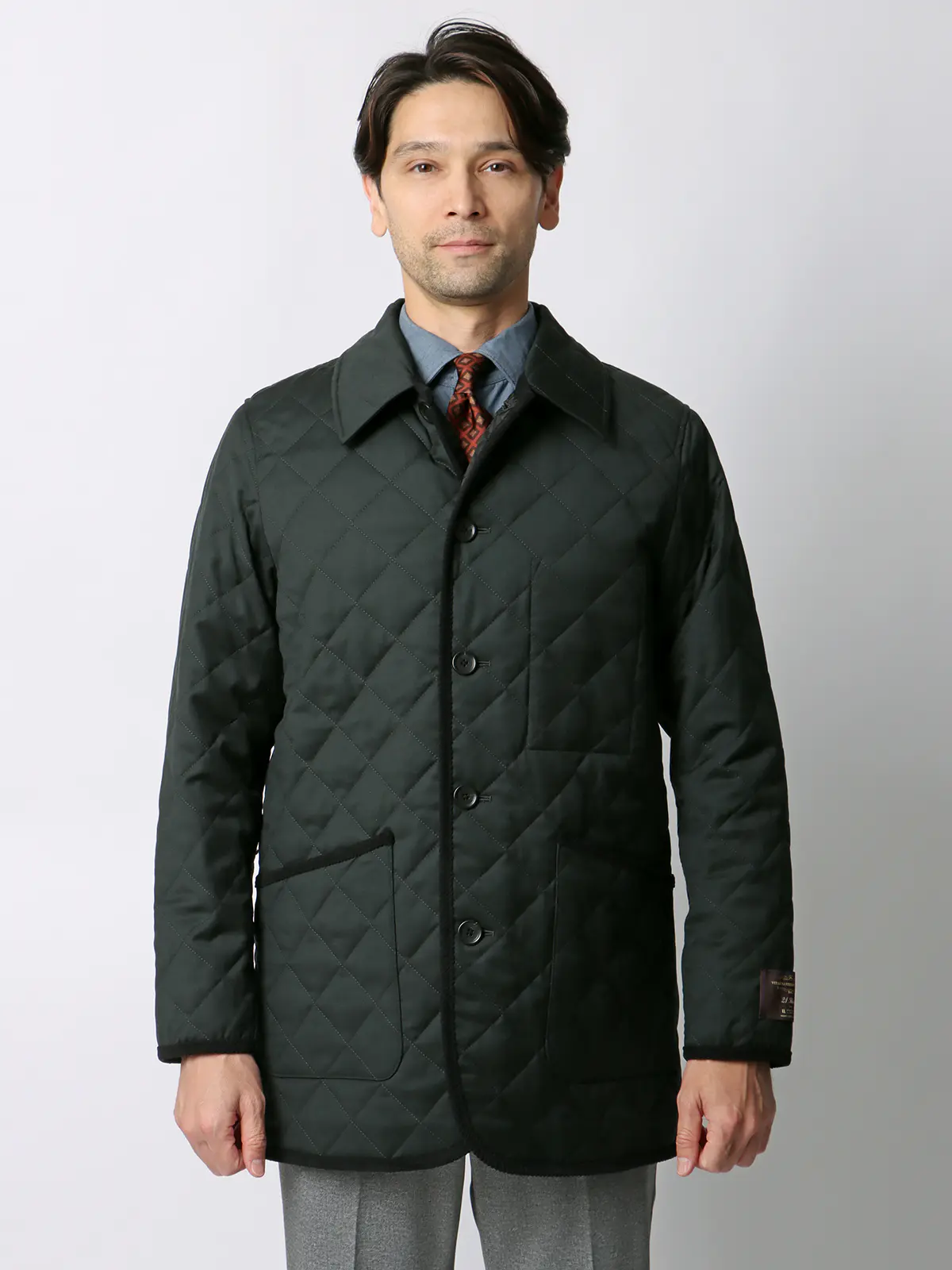 キルティングアウター／CANONICO／21μPRUNELLE／ウール／無地 グリーン 3L