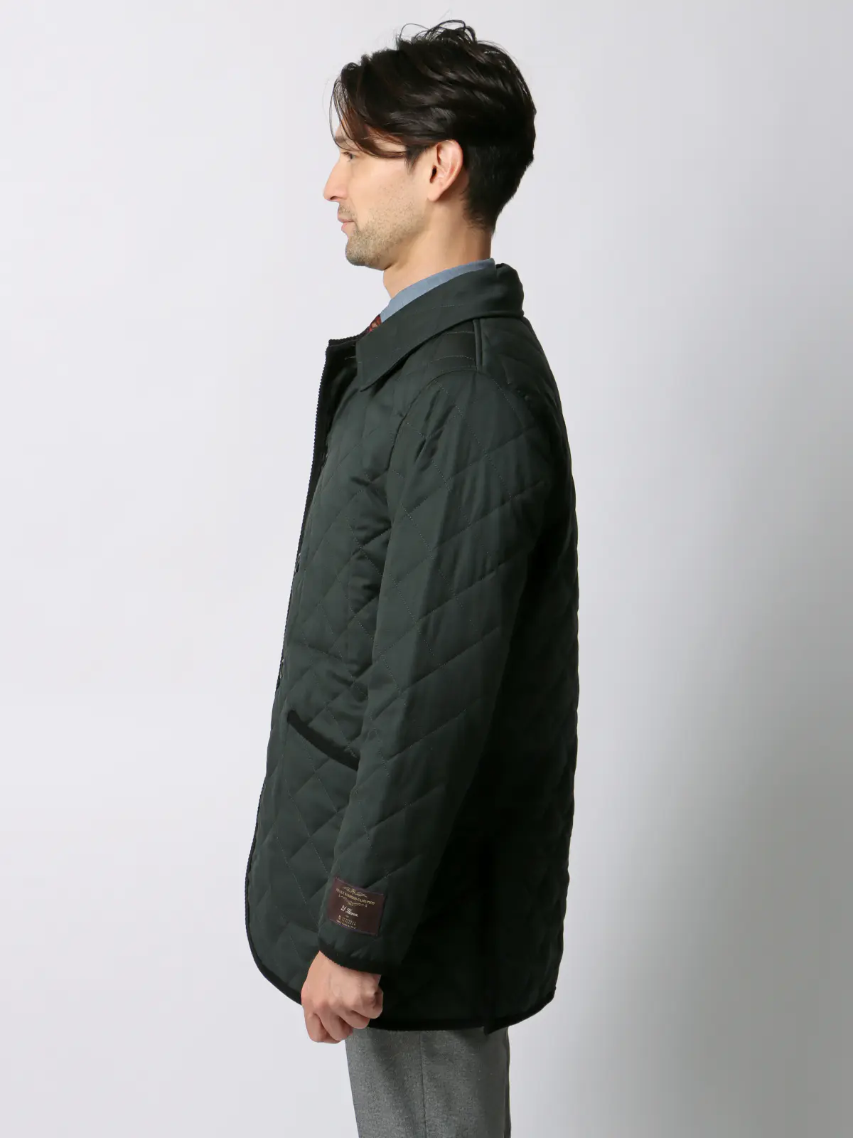 キルティングアウター／CANONICO／21μPRUNELLE／ウール／無地 グリーン 3L
