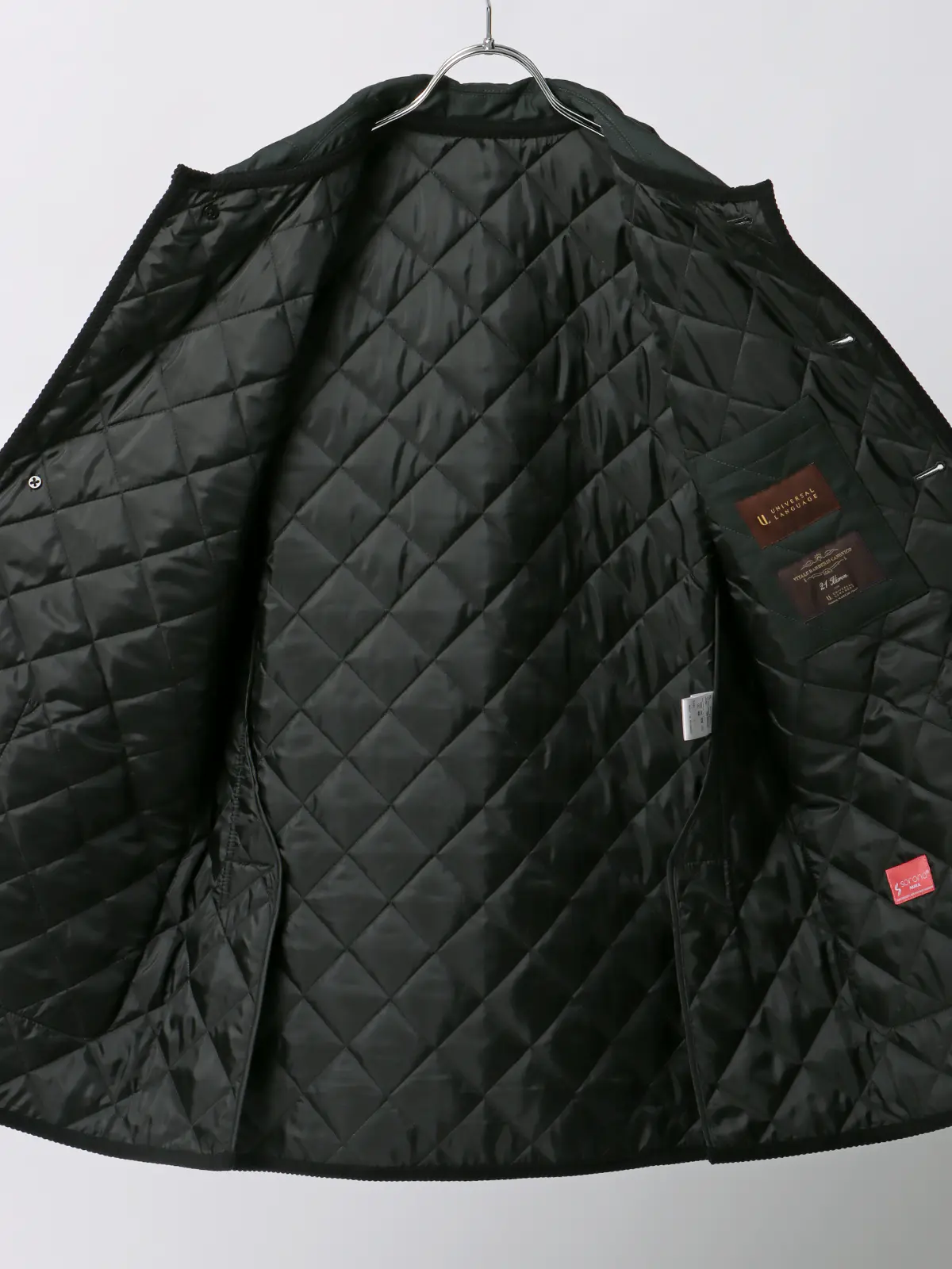 キルティングアウター／CANONICO／21μPRUNELLE／ウール／無地 グリーン 3L