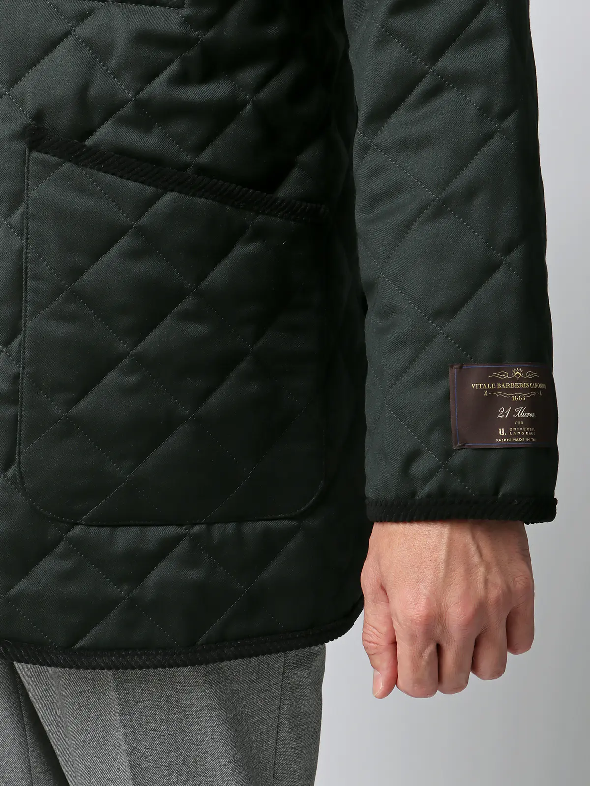 キルティングアウター／CANONICO／21μPRUNELLE／ウール／無地 グリーン 3L