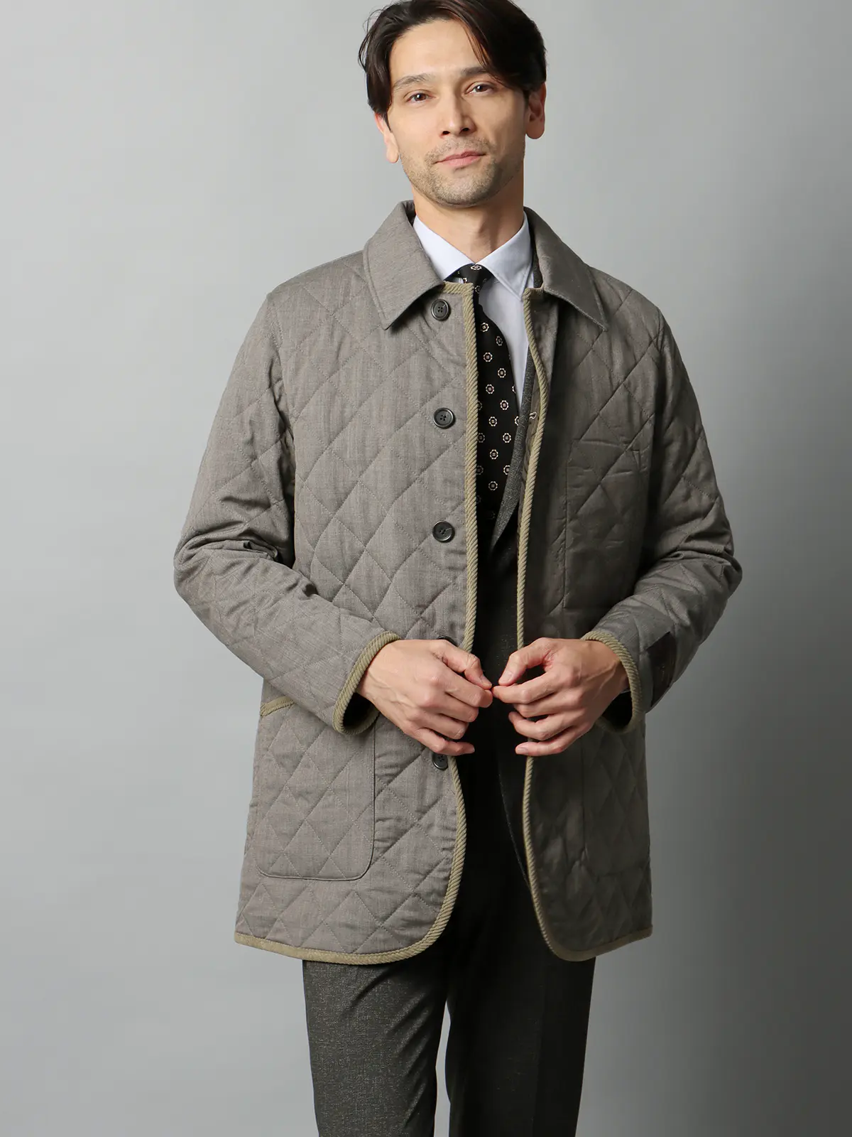 キルティングアウター/CANONICO/21μPRUNELLE/ウール/無地 ベージュ S