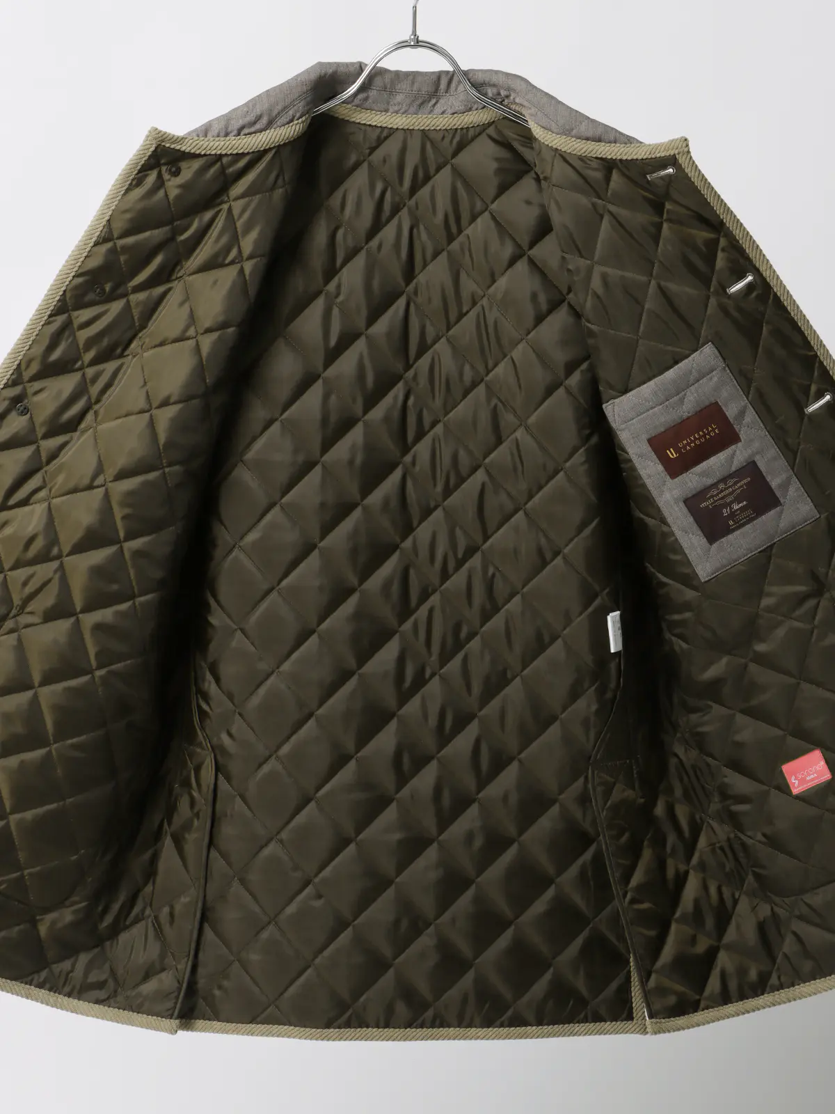 キルティングアウター/CANONICO/21μPRUNELLE/ウール/無地 ベージュ S