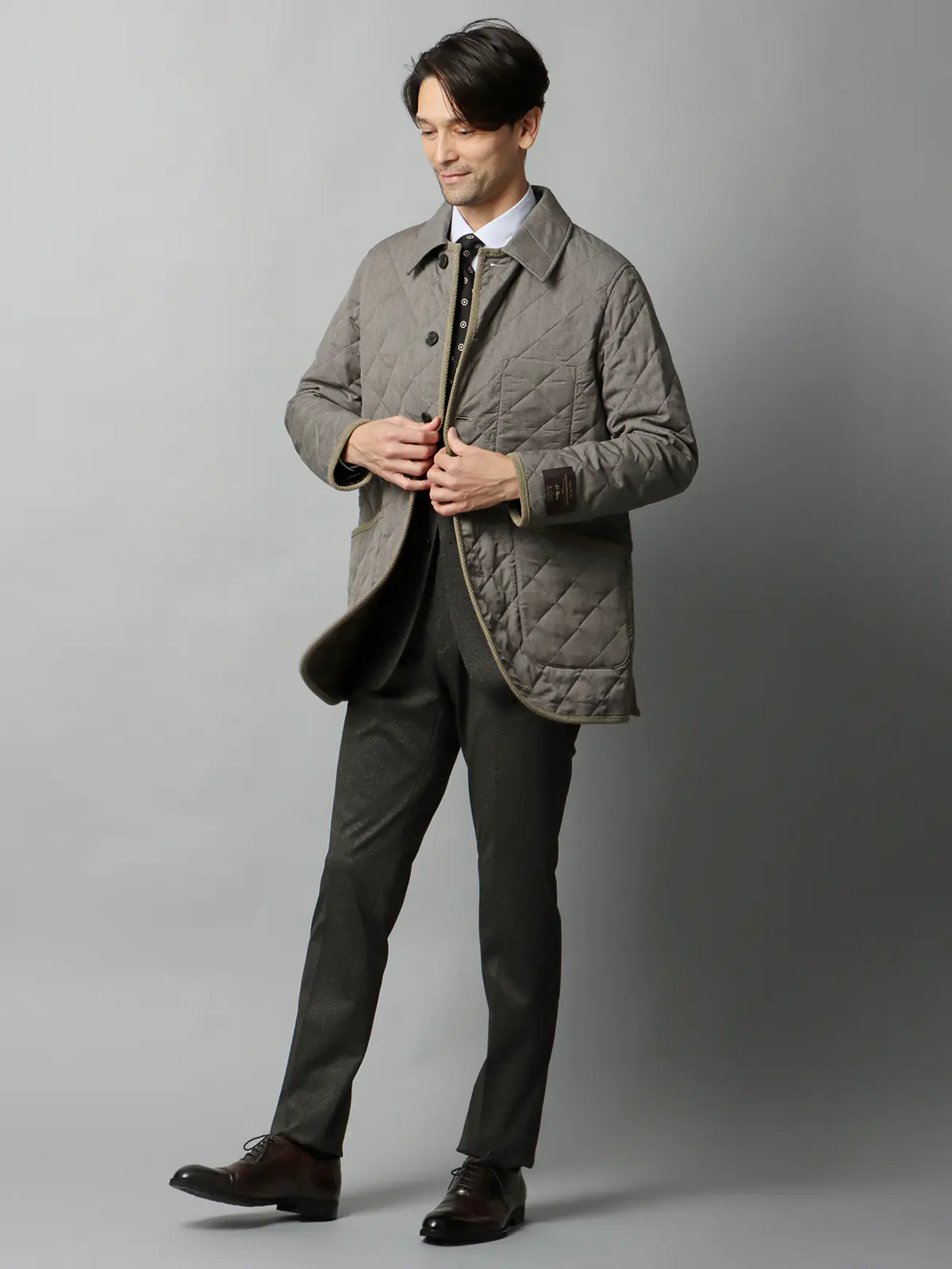 キルティングアウター/CANONICO/21μPRUNELLE/ウール/無地 ベージュ S