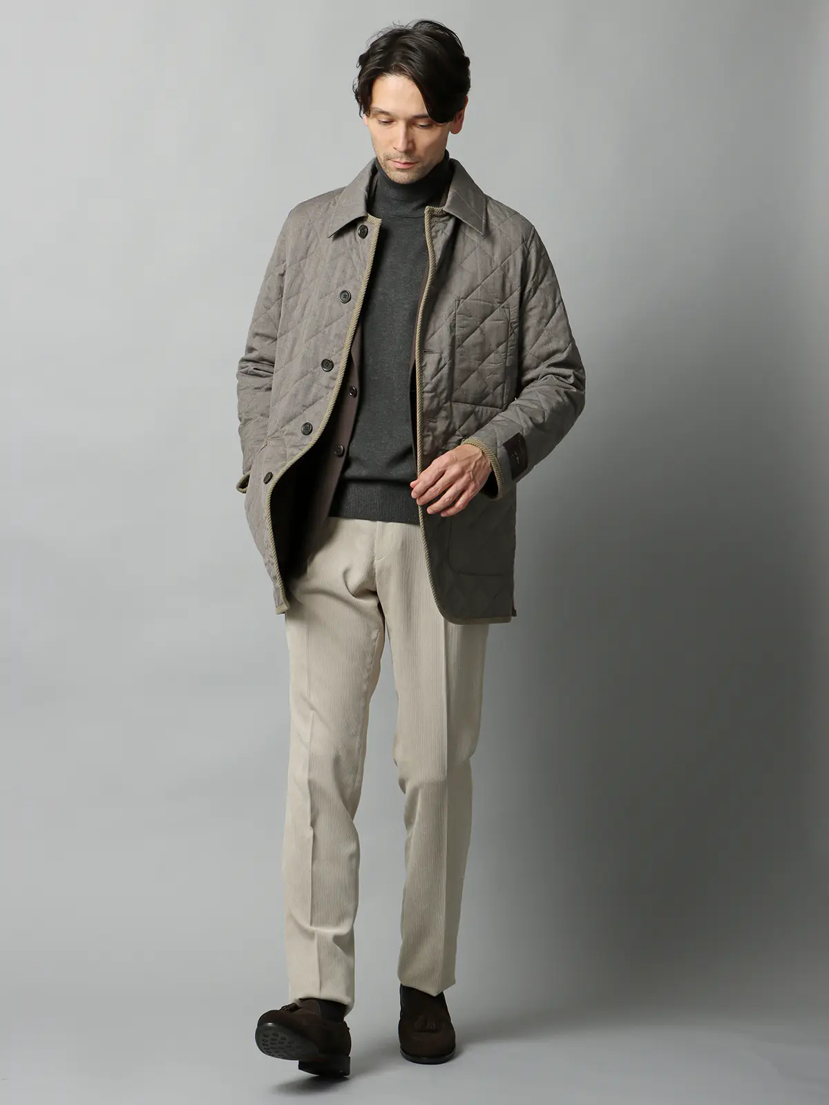 キルティングアウター/CANONICO/21μPRUNELLE/ウール/無地 ベージュ S