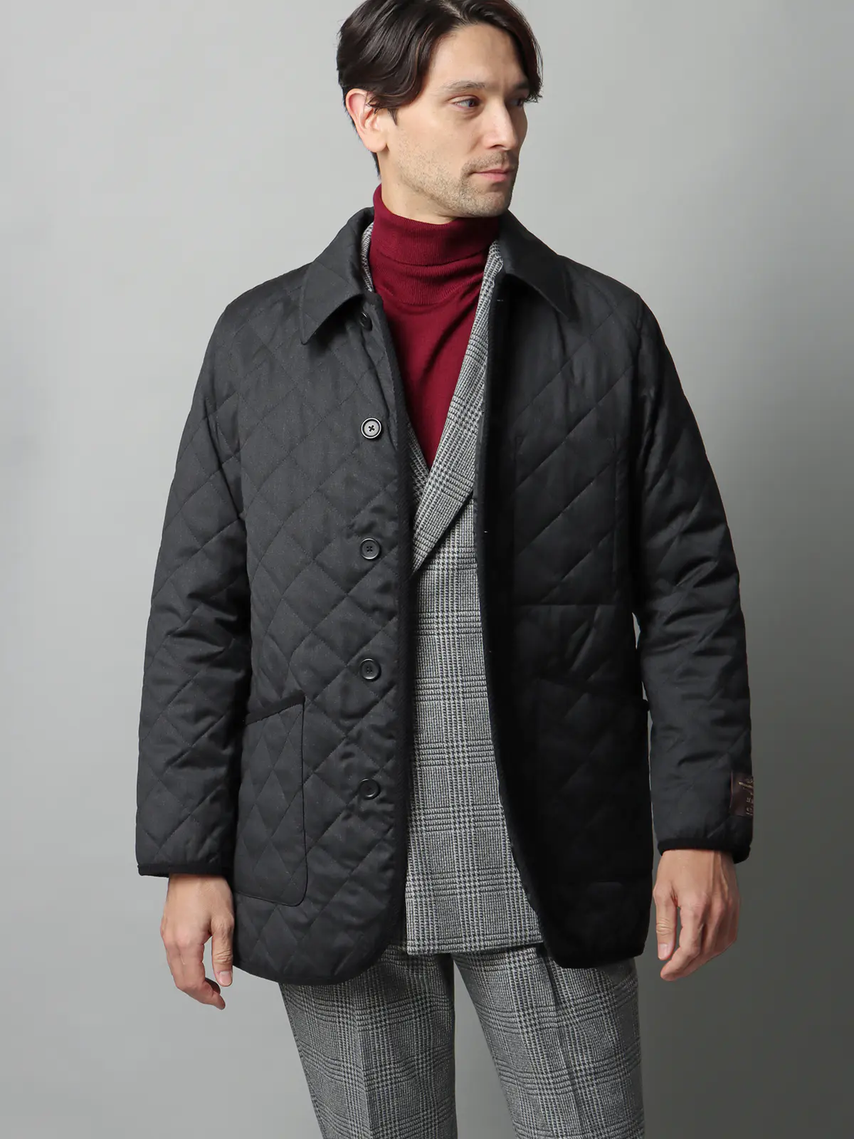 キルティングアウター／CANONICO／21μPRUNELLE／ウール／無地 グレー 3L