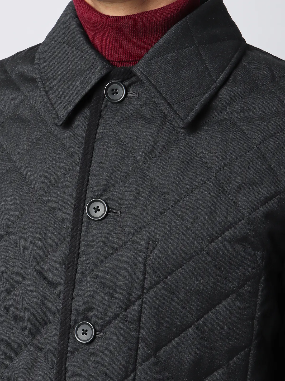 キルティングアウター／CANONICO／21μPRUNELLE／ウール／無地 グレー 3L