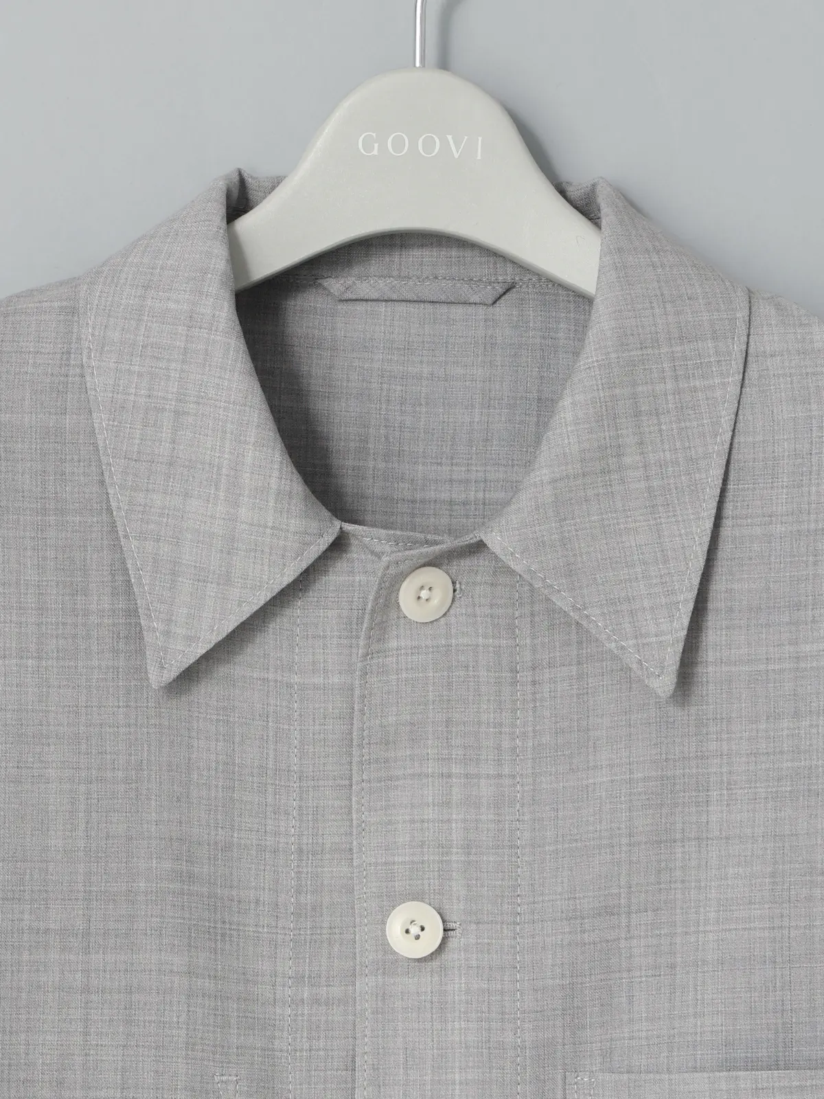 GOOVI／カバーオールジャケット／SUPER100’sウールトロピカル／無地 ライトグレー 1