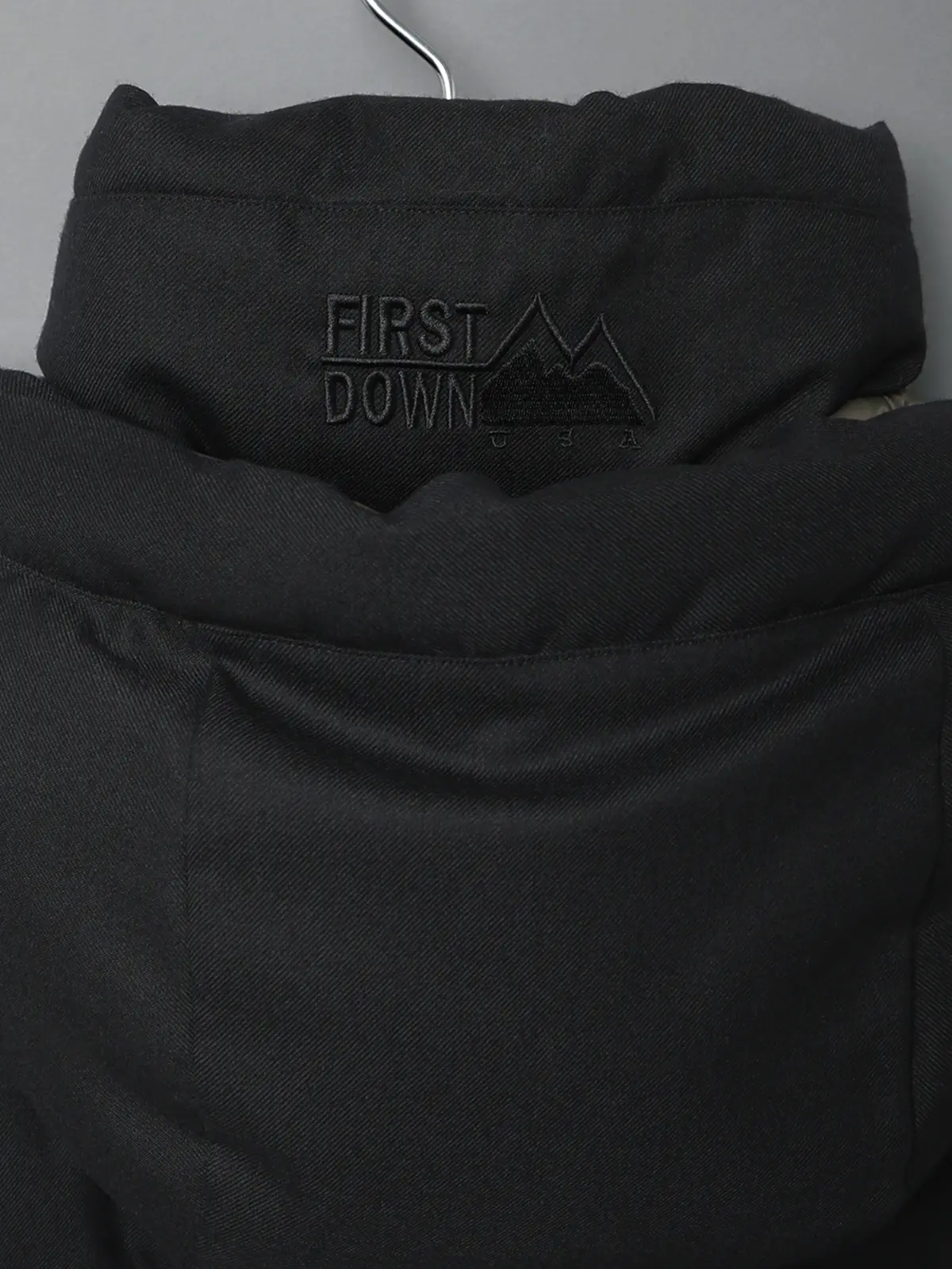 FIRST DOWN USA×GOOVI/リバーシブルダウンジャケット/ウールサキソニー/無地 ブラック 0