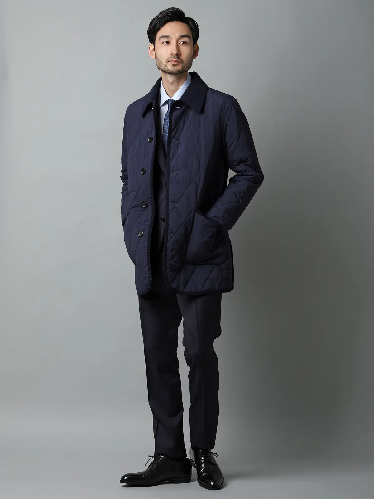 キルティングアウター/撥水/コーデュラナイロン/無地 ネイビー S