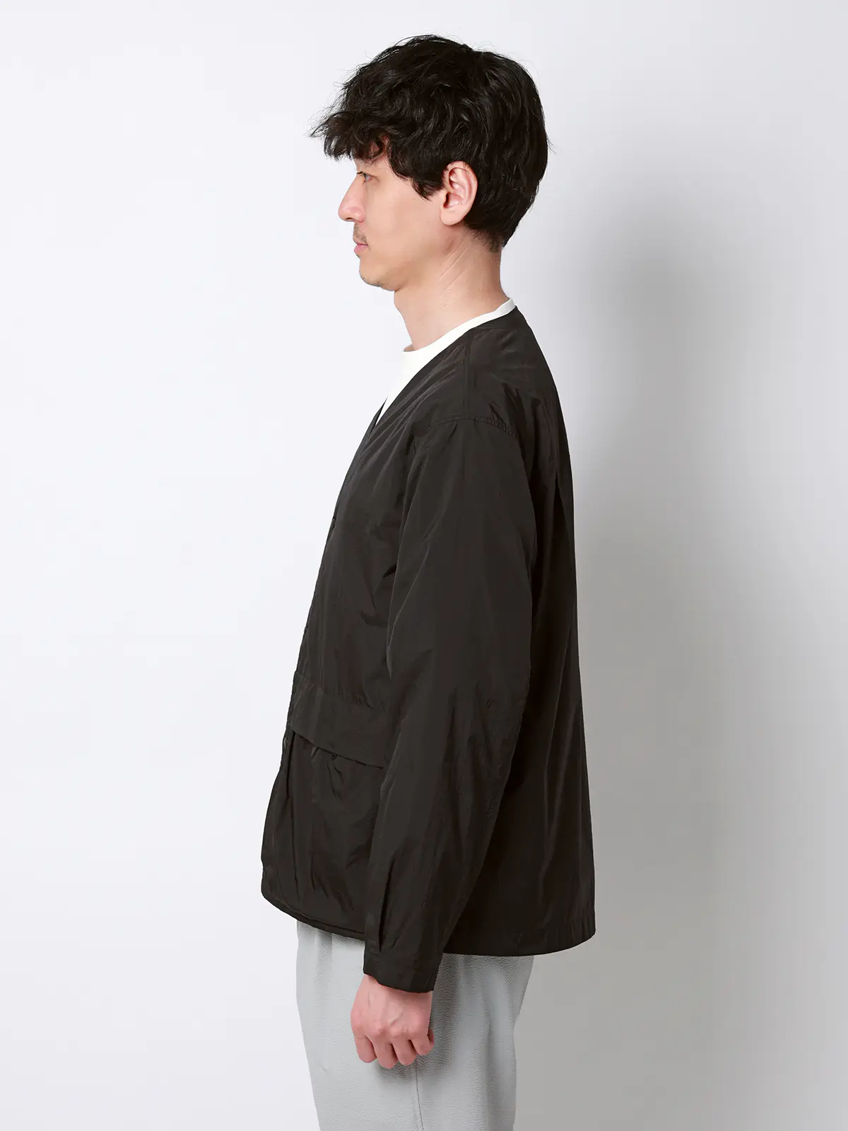 FLAT/Vカラーアウター/ウォッシャブル/UVカット/軽量/ナイロンワッシャー/無地 ブラック M