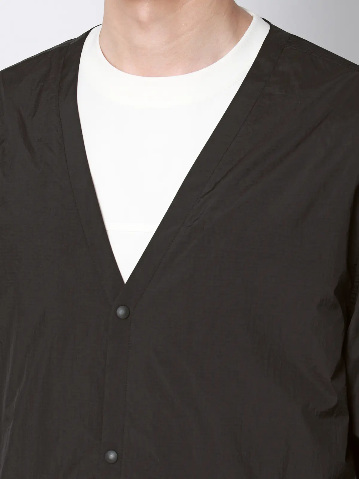 FLAT/Vカラーアウター/ウォッシャブル/UVカット/軽量/ナイロンワッシャー/無地 ブラック M