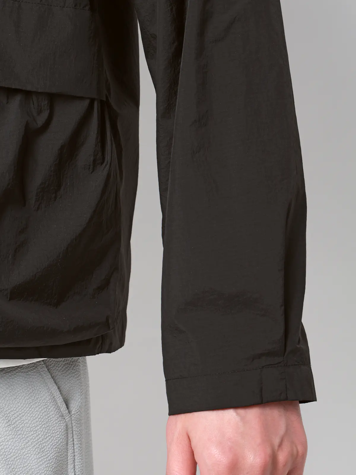 FLAT/Vカラーアウター/ウォッシャブル/UVカット/軽量/ナイロンワッシャー/無地 ブラック M