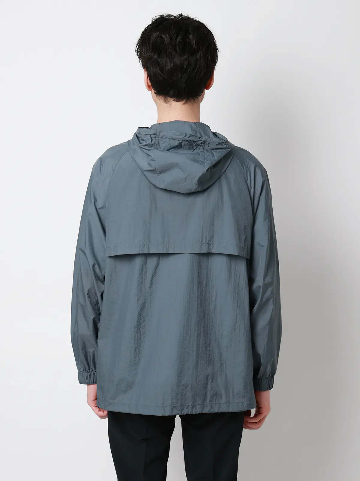 FLAT／フードアウター／ウォッシャブル／UVカット／軽量／ナイロンワッシャー／無地 ブルー M