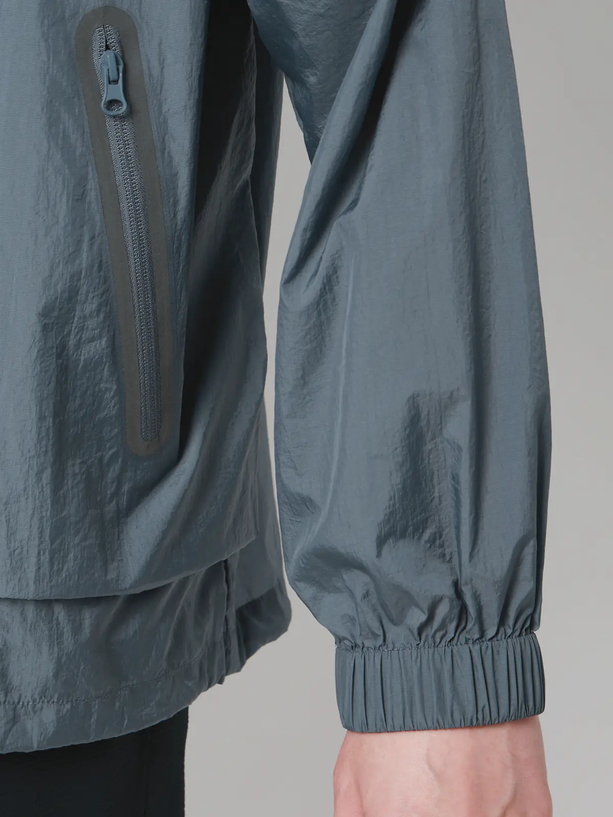 FLAT／フードアウター／ウォッシャブル／UVカット／軽量／ナイロンワッシャー／無地 ブルー M