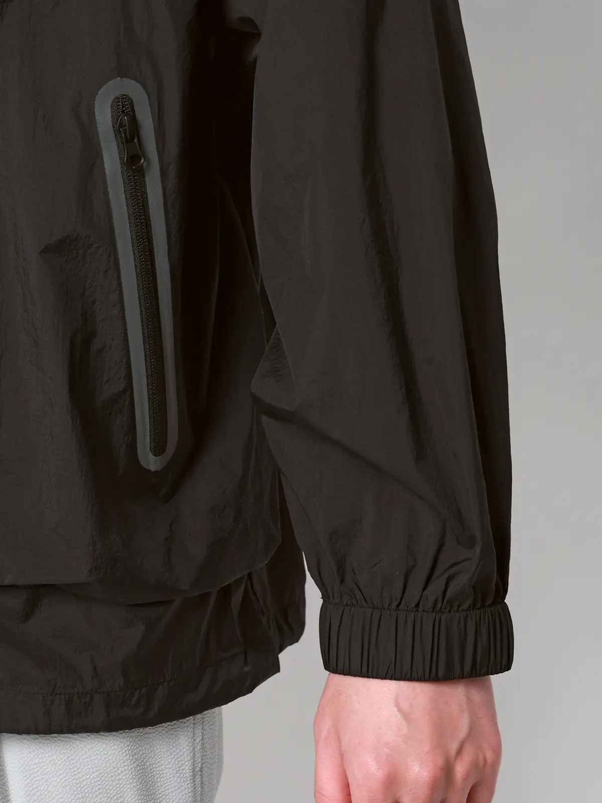 FLAT／フードアウター／ウォッシャブル／UVカット／軽量／ナイロンワッシャー／無地 ブラック M