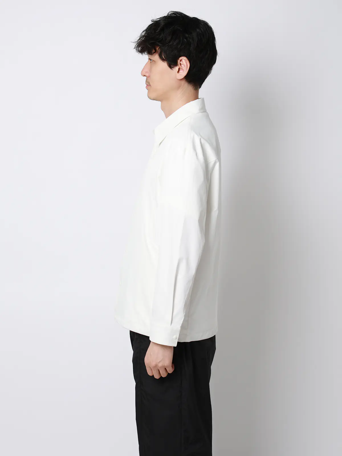 FLAT/シャツアウター/ウォッシャブル/ストレッチ/速乾/シルキーツイル/無地 ホワイト S