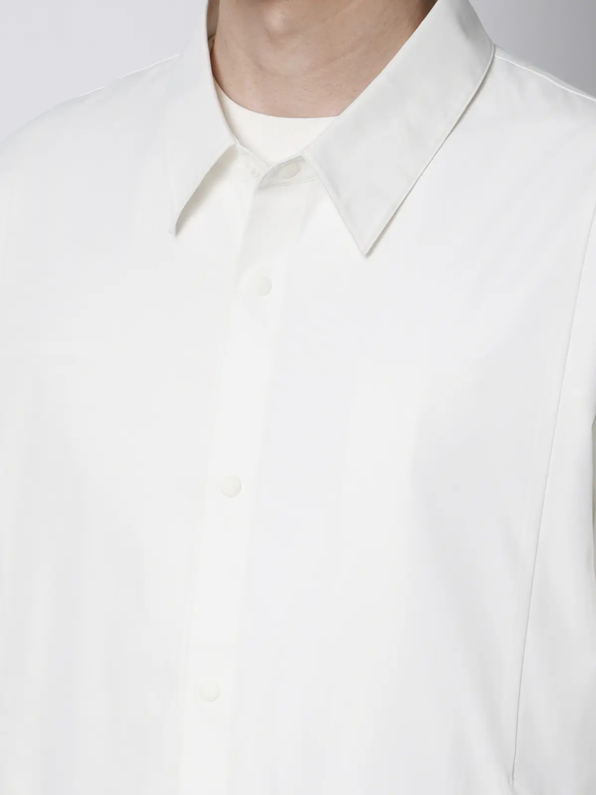 FLAT/シャツアウター/ウォッシャブル/ストレッチ/速乾/シルキーツイル/無地 ホワイト S