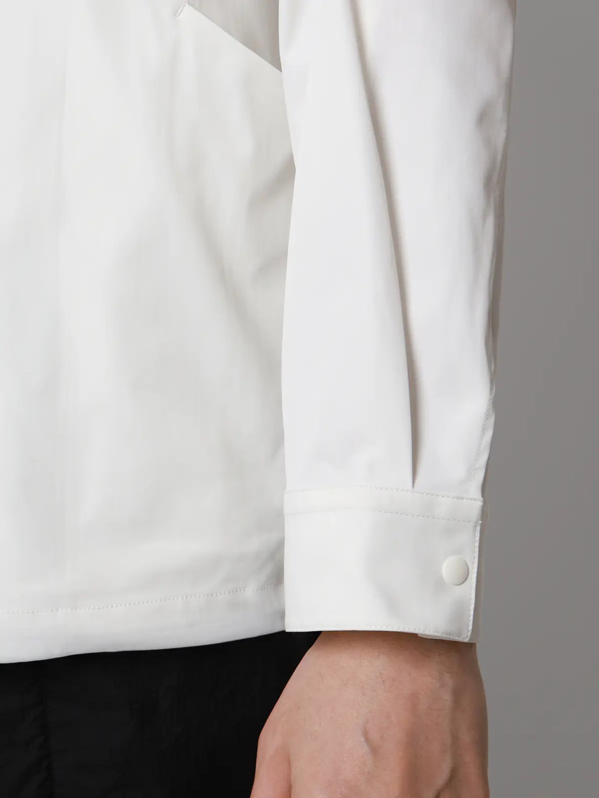 FLAT/シャツアウター/ウォッシャブル/ストレッチ/速乾/シルキーツイル/無地 ホワイト S