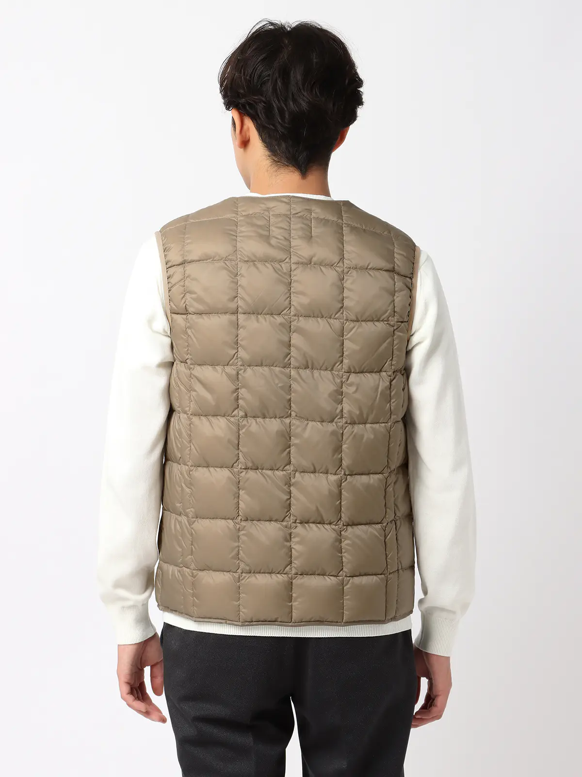 インナーダウンベスト／TAION／ナイロン ベージュ S